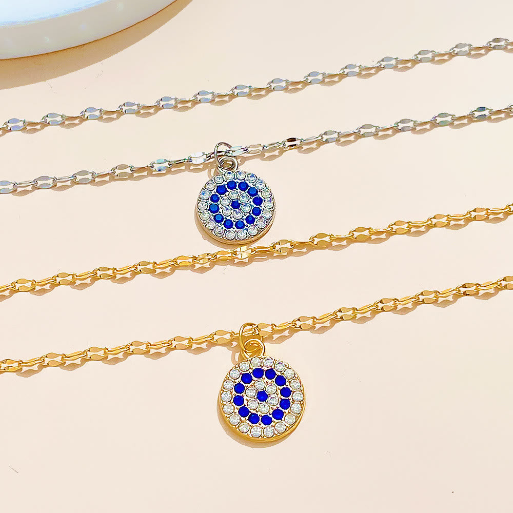 Collana in lega doppia con zircone bianco e malocchio Olivenorma
