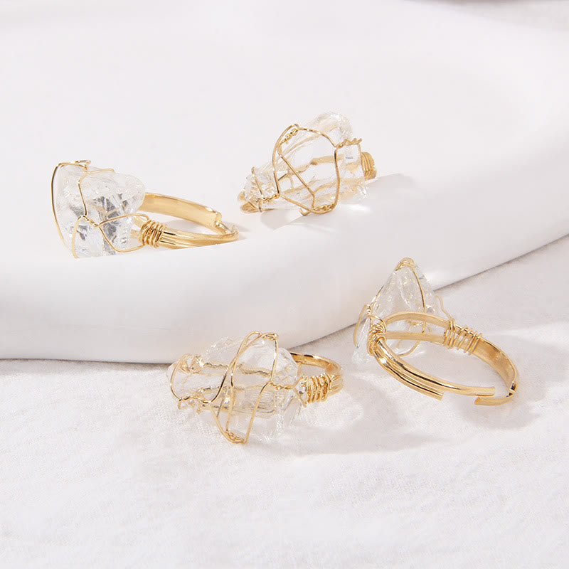Anello con pietra preziosa naturale irregolare e ruvida Olivenorma
