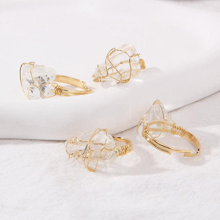 Anello con pietra preziosa naturale irregolare e ruvida Olivenorma