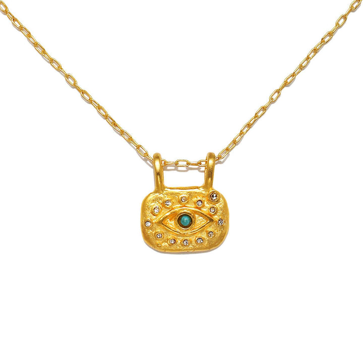 Collana Olivenorma Evil Eye in rame placcato oro con zirconi
