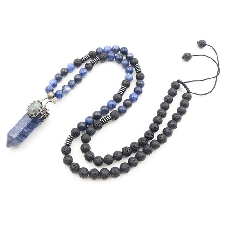 Collana Mala con ciondolo a prisma esagonale in cristallo naturale Olivenorma 