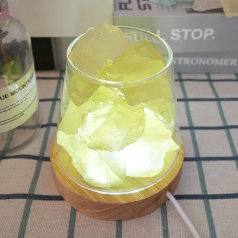 Olivenorma Calice di fuoco a forma di cristallo o lampada di sale rosa dell'Himalaya