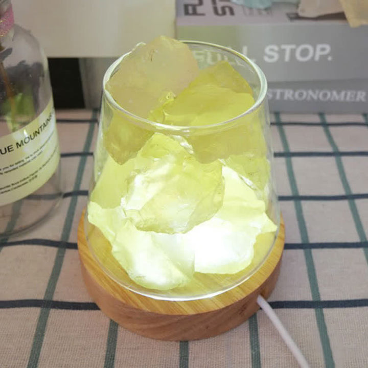 Olivenorma Calice di fuoco a forma di cristallo o lampada di sale rosa dell'Himalaya