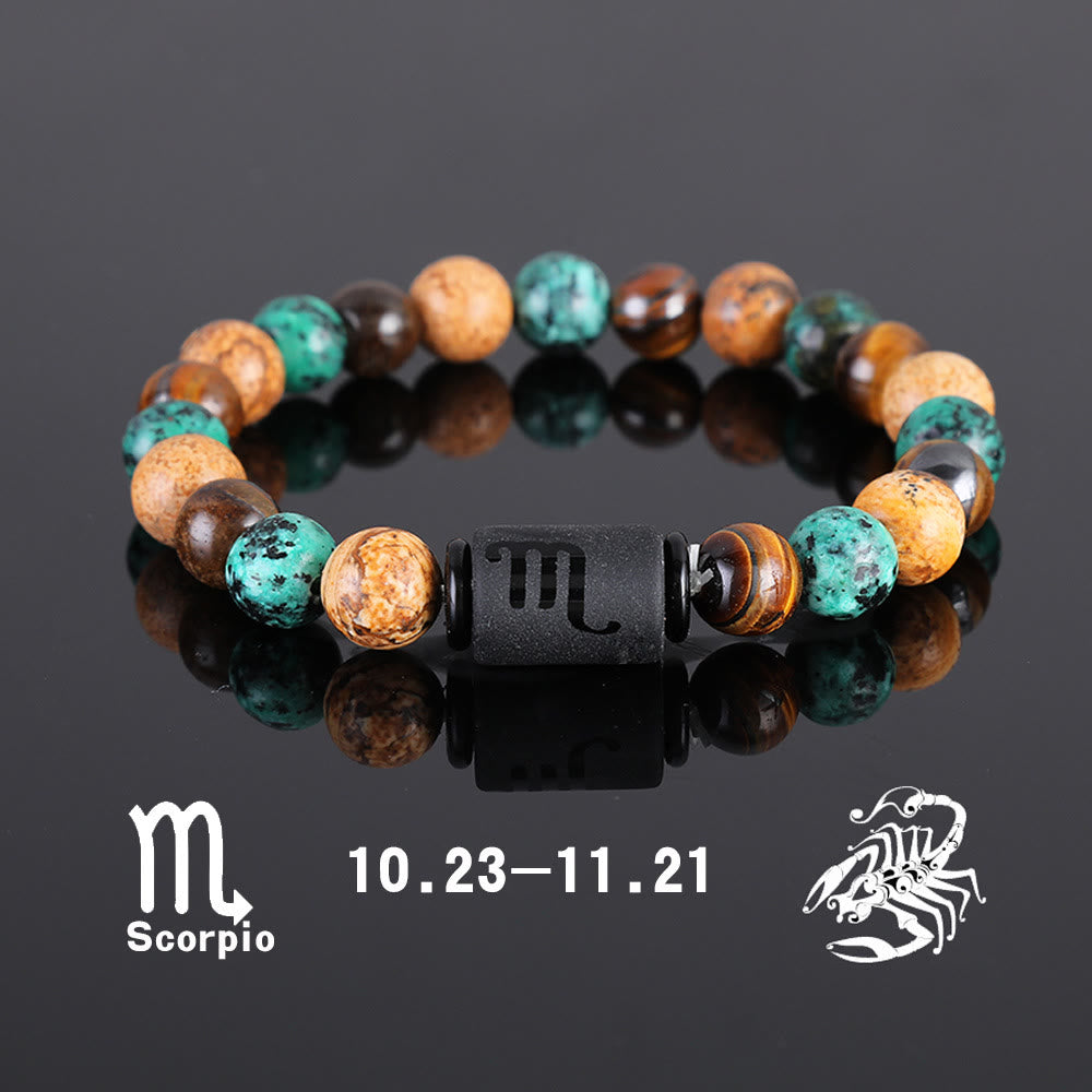 Bracciale con ciondolo zodiacale in bronzite con occhio di tigre Olivenorma