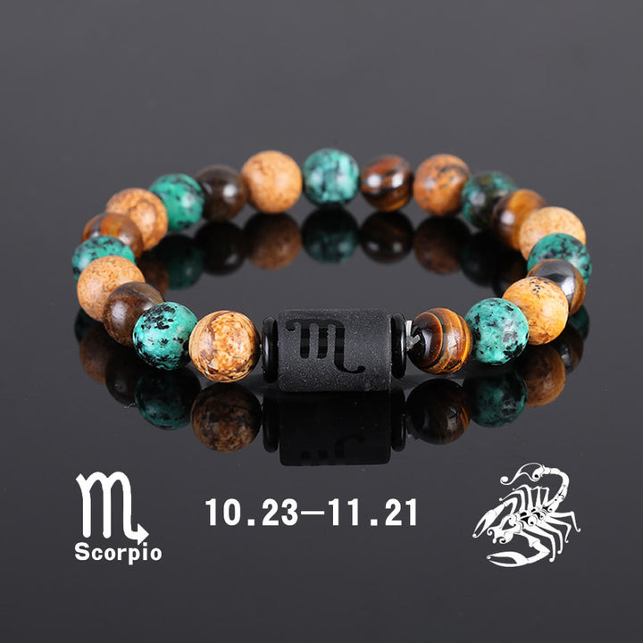 Bracciale con ciondolo zodiacale in bronzite con occhio di tigre Olivenorma