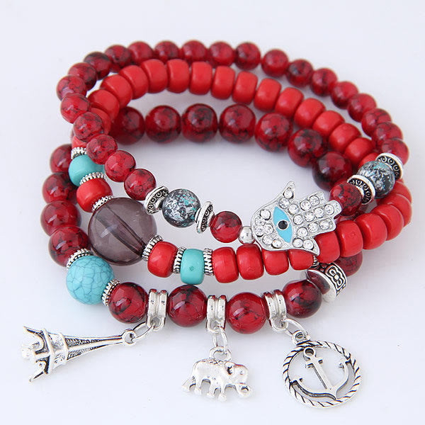 Olivenorma Elephant Tower Evil Eye Bracciale Hamsa Set
