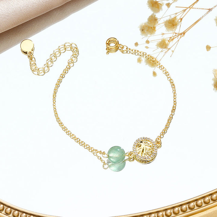 Olivenorma Green Strawberry Rutilato Quarzo Albero della Vita Bracciale Set