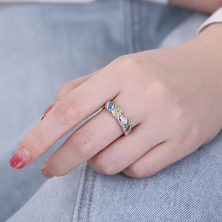 Anello personalizzato e inciso con pietre portafortuna "Memory" Olivenorma