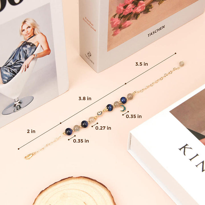 Bracciale con occhio maligno in pietra di luna e zaffiro Olivenorma