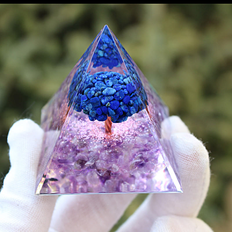 Olivenorma Lapislazzuli Ametista Albero della vita Piramide di orgone
