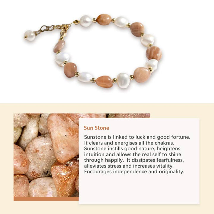 Bracciale di perle di cristallo naturale e pietre preziose 