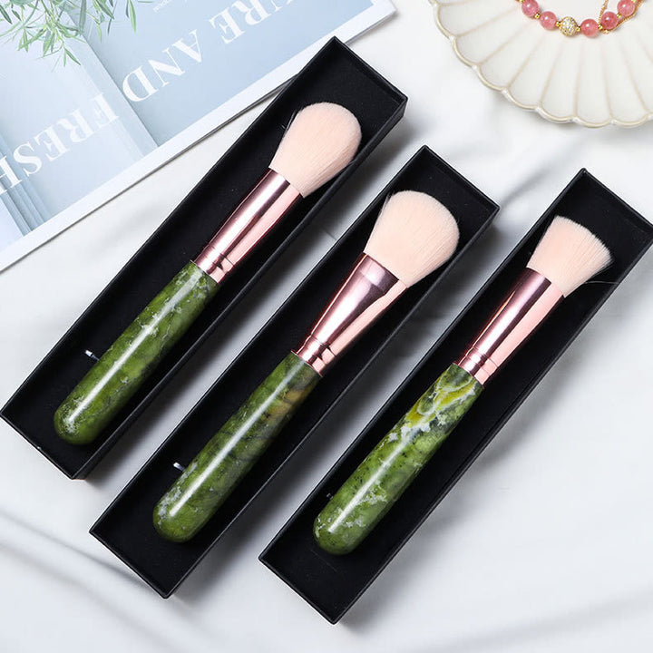 Olivenorma Pennello per il trucco con manico in cristallo naturale e decorazione in pietra preziosa 