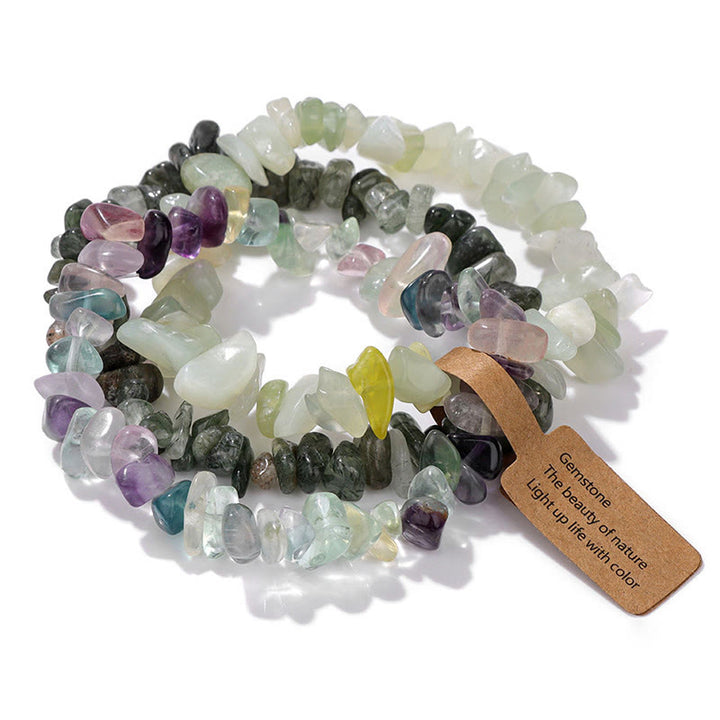 Bracciale Olivenorma a tre strati con ghiaia di cristallo irregolare naturale