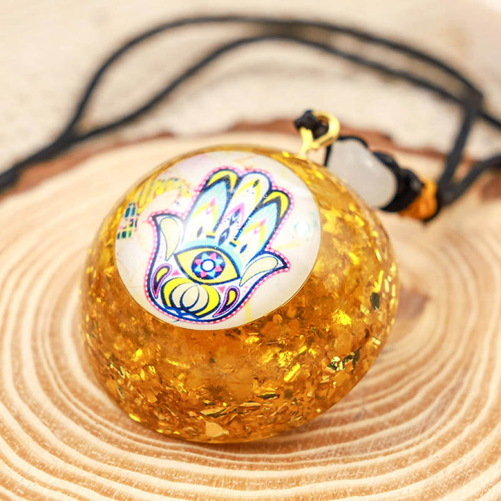Collana Hamsa con citrino naturale curativo Olivenorma