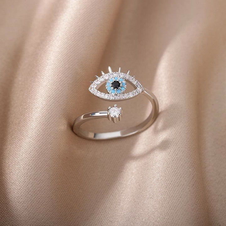 Anello regolabile con diamanti e malocchio Olivenorma 