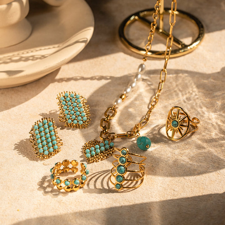 Olivenorma Gioielli in acciaio inossidabile color oro 18K Anello collana 