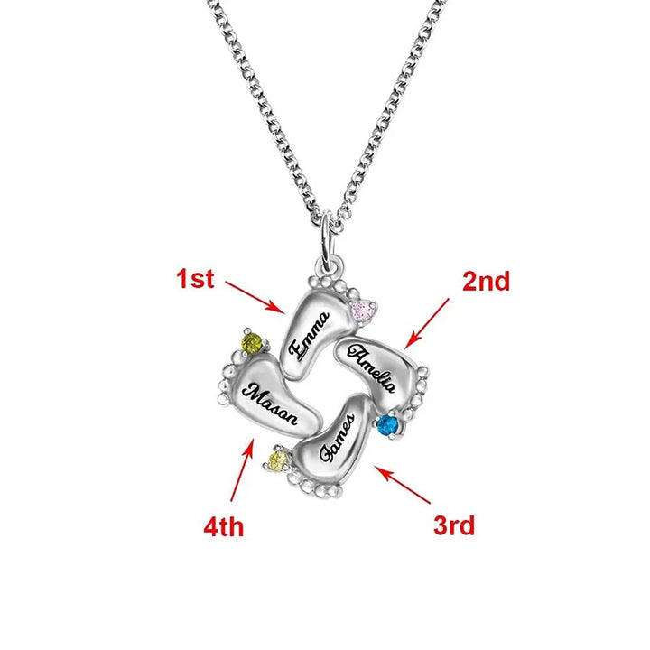Olivenorma Collana personalizzata e incisa con pietre portafortuna a forma di piedini di bambino
