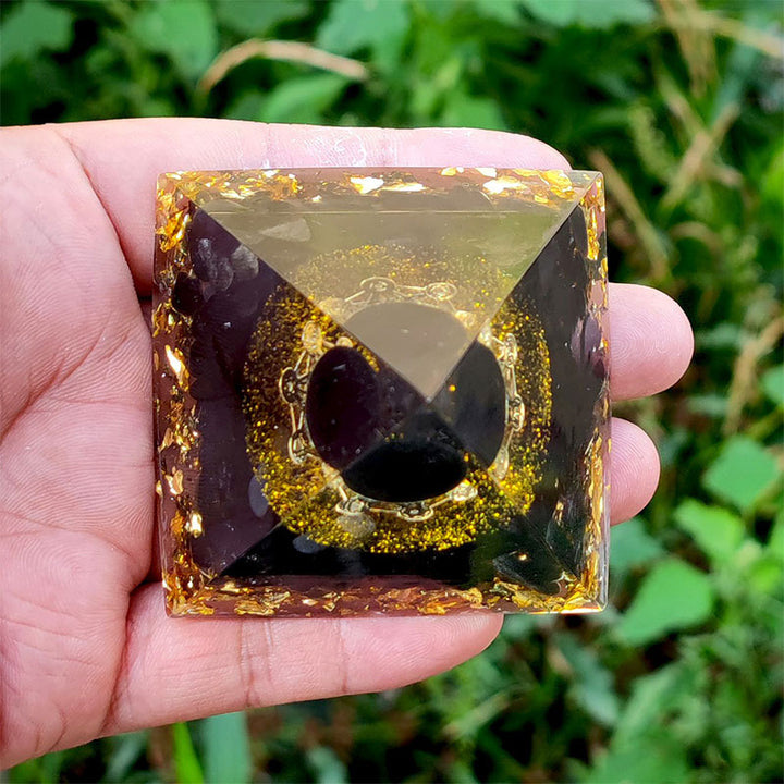 Piramide di orgone in ossidiana Olivenorma 