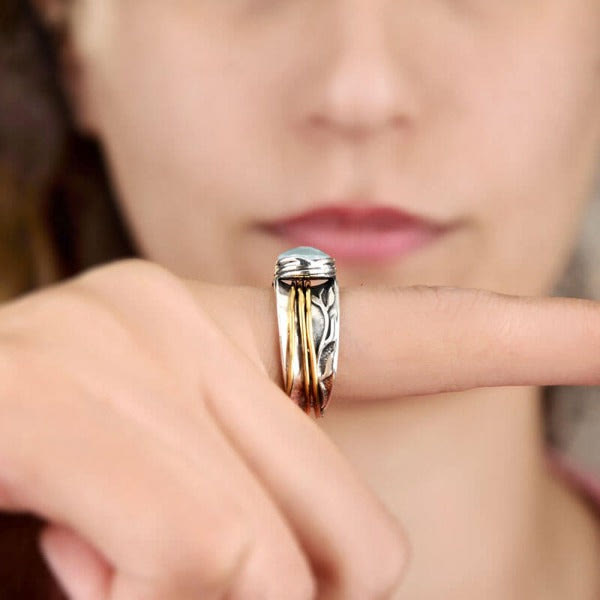 Anello girevole Olivenorma Acquamarina