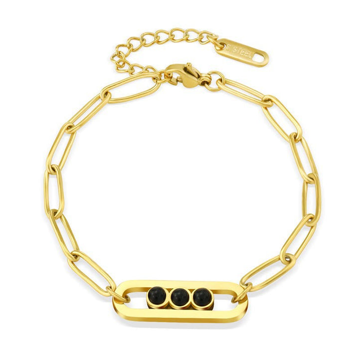 Set di bracciale impilabile Olivenorma Natural Stone in acciaio al titanio 