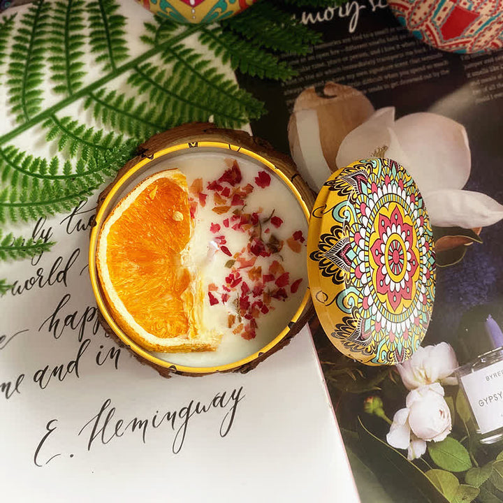 Candela aromatica con fiori secchi naturali