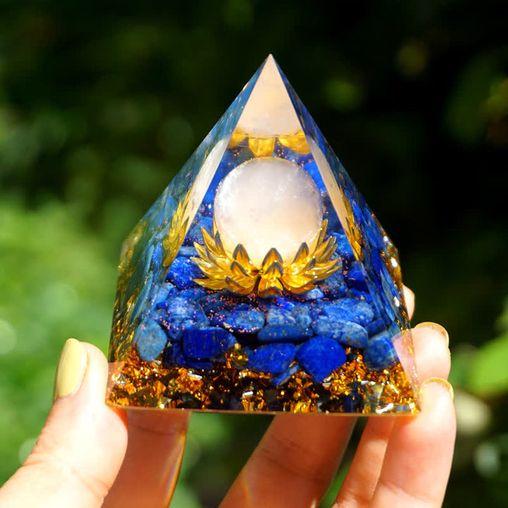 Olivenorma Sfera di quarzo rosa Lapislazzuli Loto Piramide di orgone