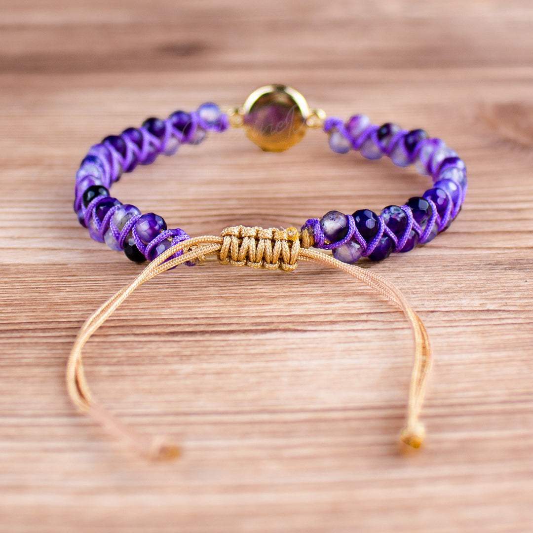 Bracciale da donna intrecciato in agata viola Olivenorma