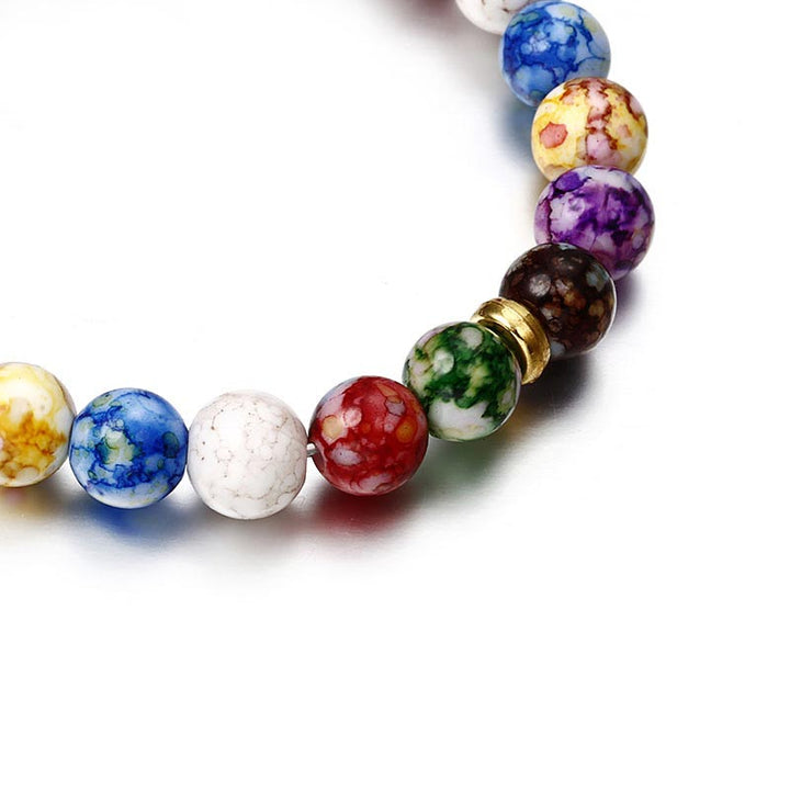 Bracciale yoga con sette chakra in pietra di agata colorata