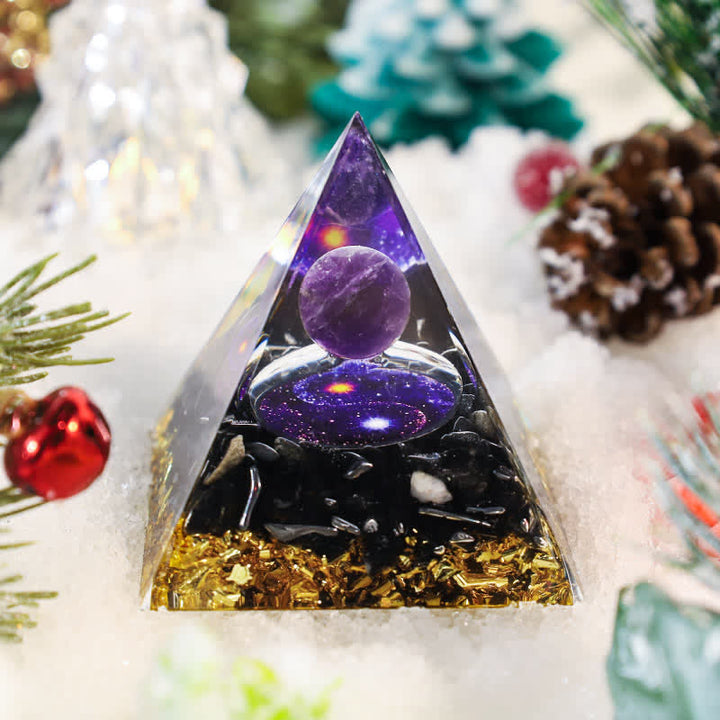 Piramide di orgone in ossidiana Yin e Yang Olivenorma 