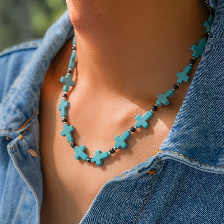 Collana con filo incrociato turchese Olivenorma