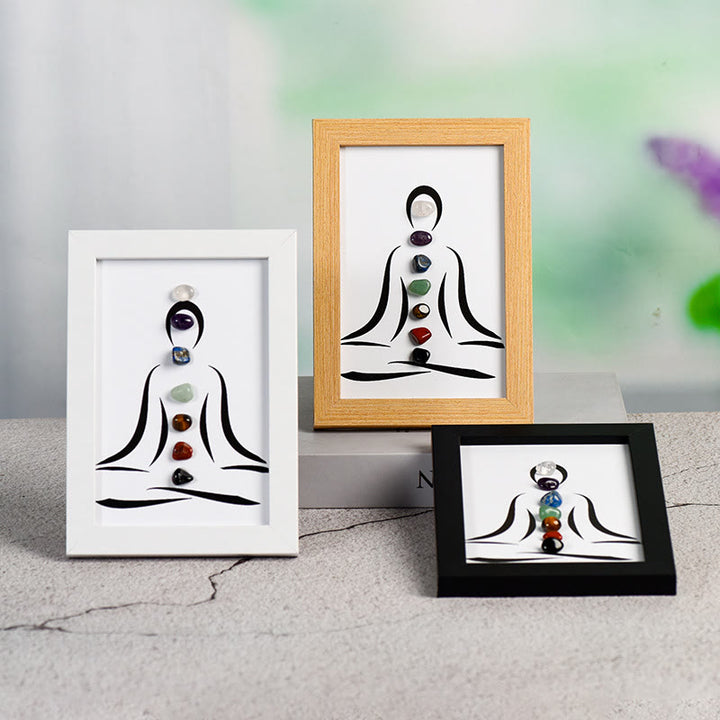 Olivenorma Yoga Meditazione Postura Chakra Pietra Cornice Foto Decorazione 