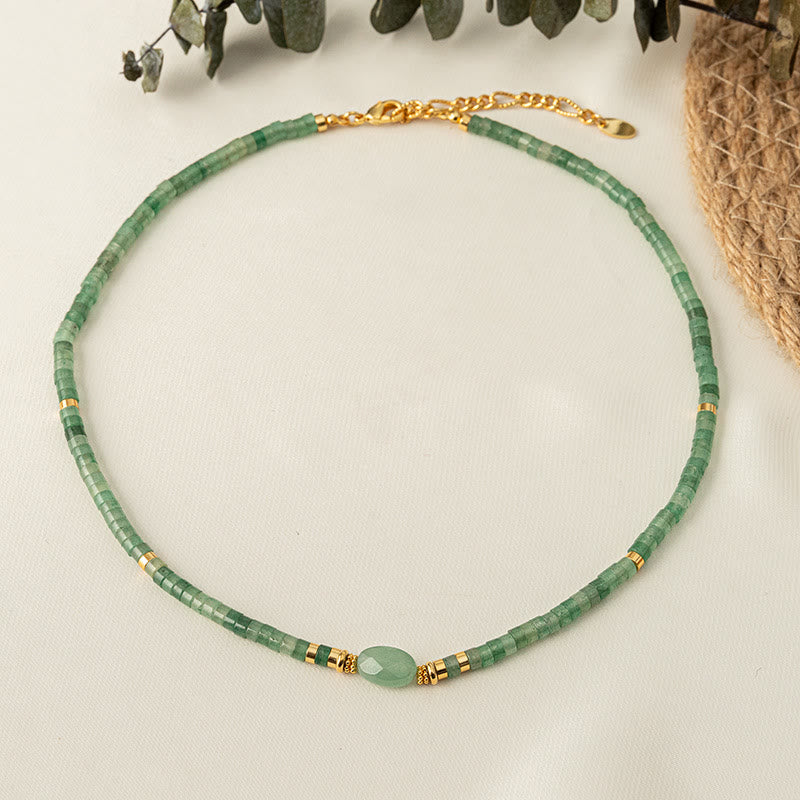 Collana di perline fatta a mano in pietra naturale Olivenorma con avventurina verde