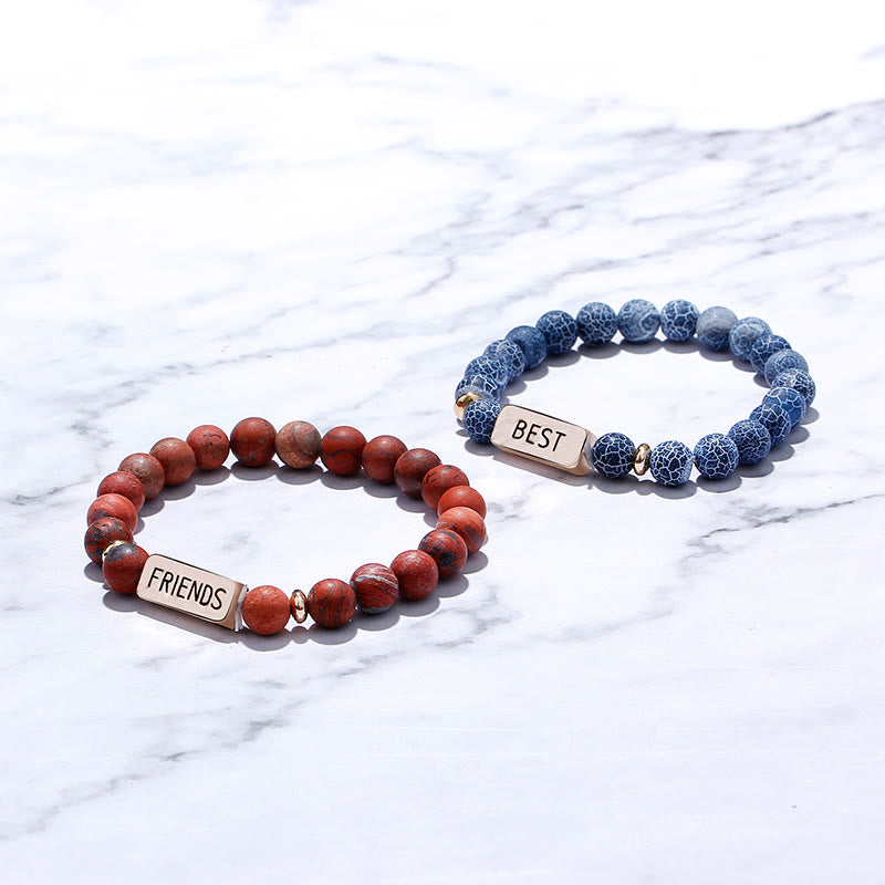 Bracciale con incisione Best Friend in pietra preziosa naturale Olivenorma