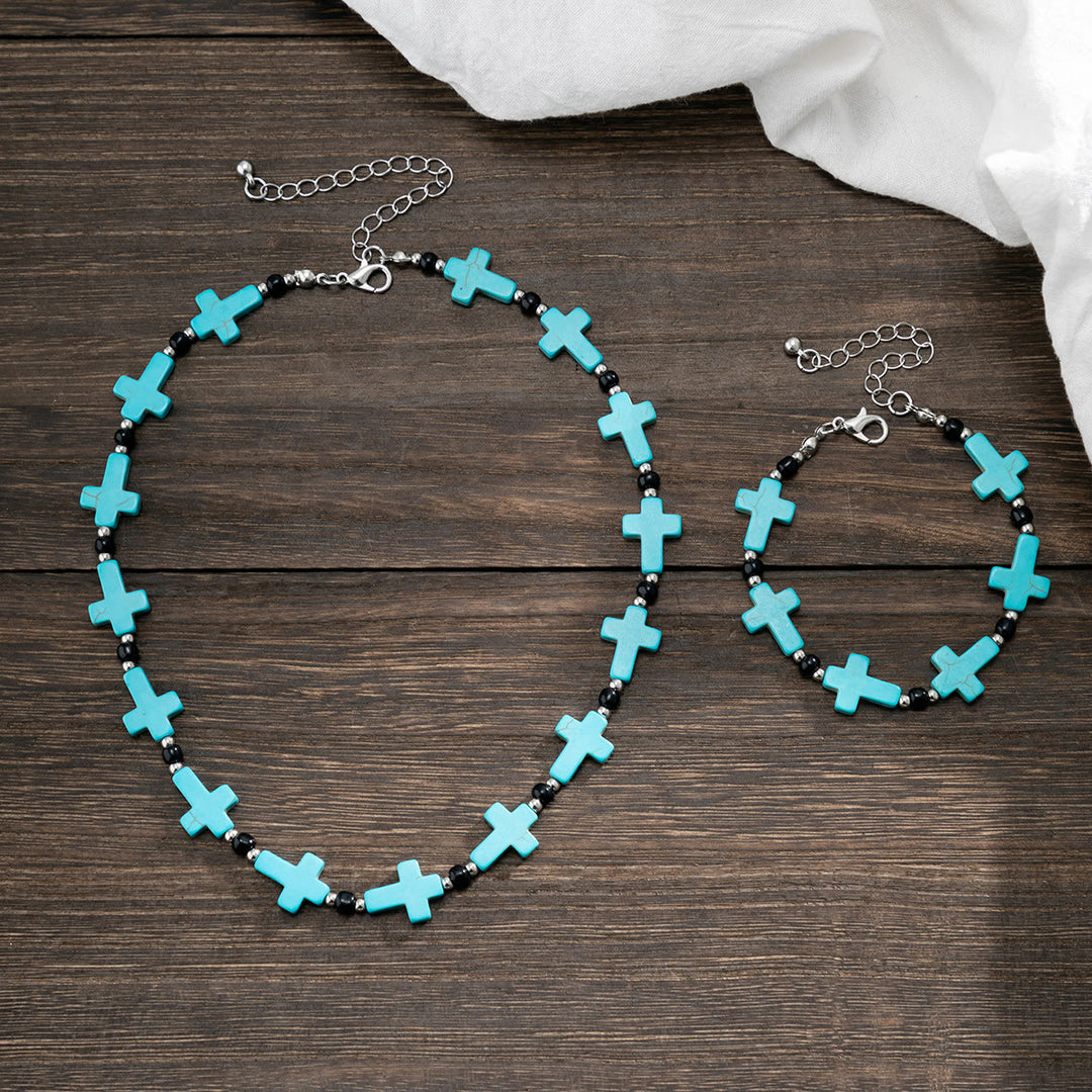 Collana con filo incrociato turchese Olivenorma