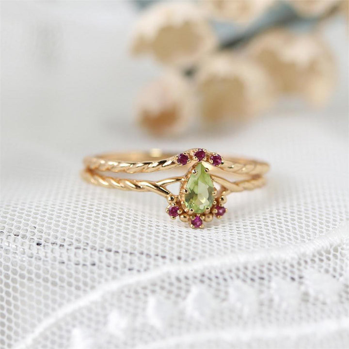 Olivenorma Dainty Peridot Pink Crystal Anello Regolabile Impilabile
