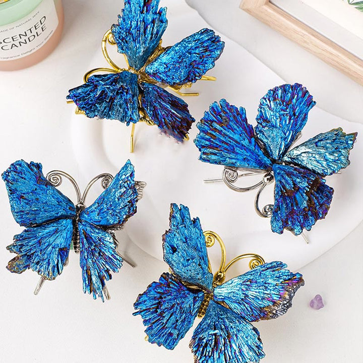 Decorazione con pietra preziosa a farfalla in tormalina cianite aura Olivenorma 