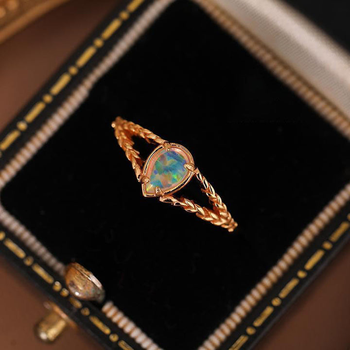 Anello Olivenorma Opal Stone Oro Hollow Grano 