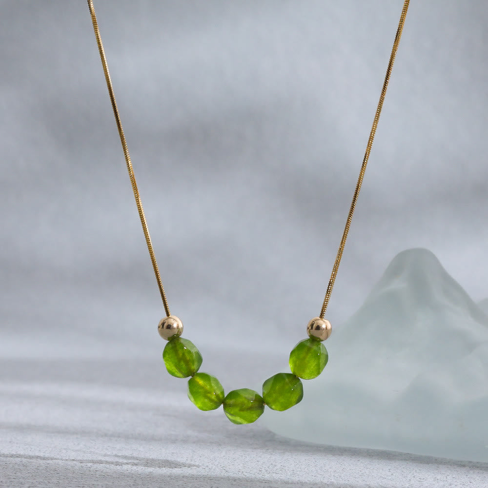 Collana Olivenorma in acciaio inossidabile 18K con perline di prehnite naturale - Prehnite - image 0