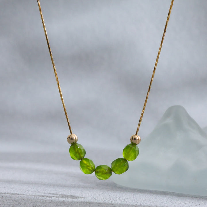 Collana Olivenorma in acciaio inossidabile 18K con perline di prehnite naturale - Prehnite - image 0