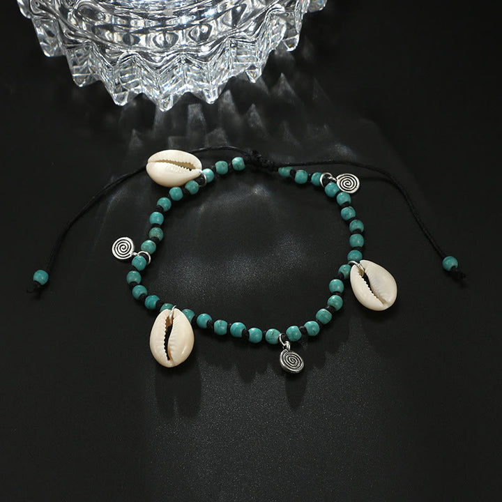 Olivenorma Bracciale Cavigliera con Ciondolo in Perline di Turchese Naturale