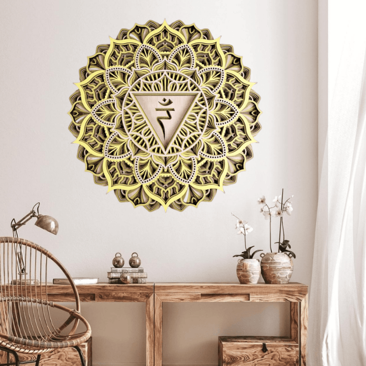 Olivenorma Decorazione murale 3D per meditazione yoga con loto verde