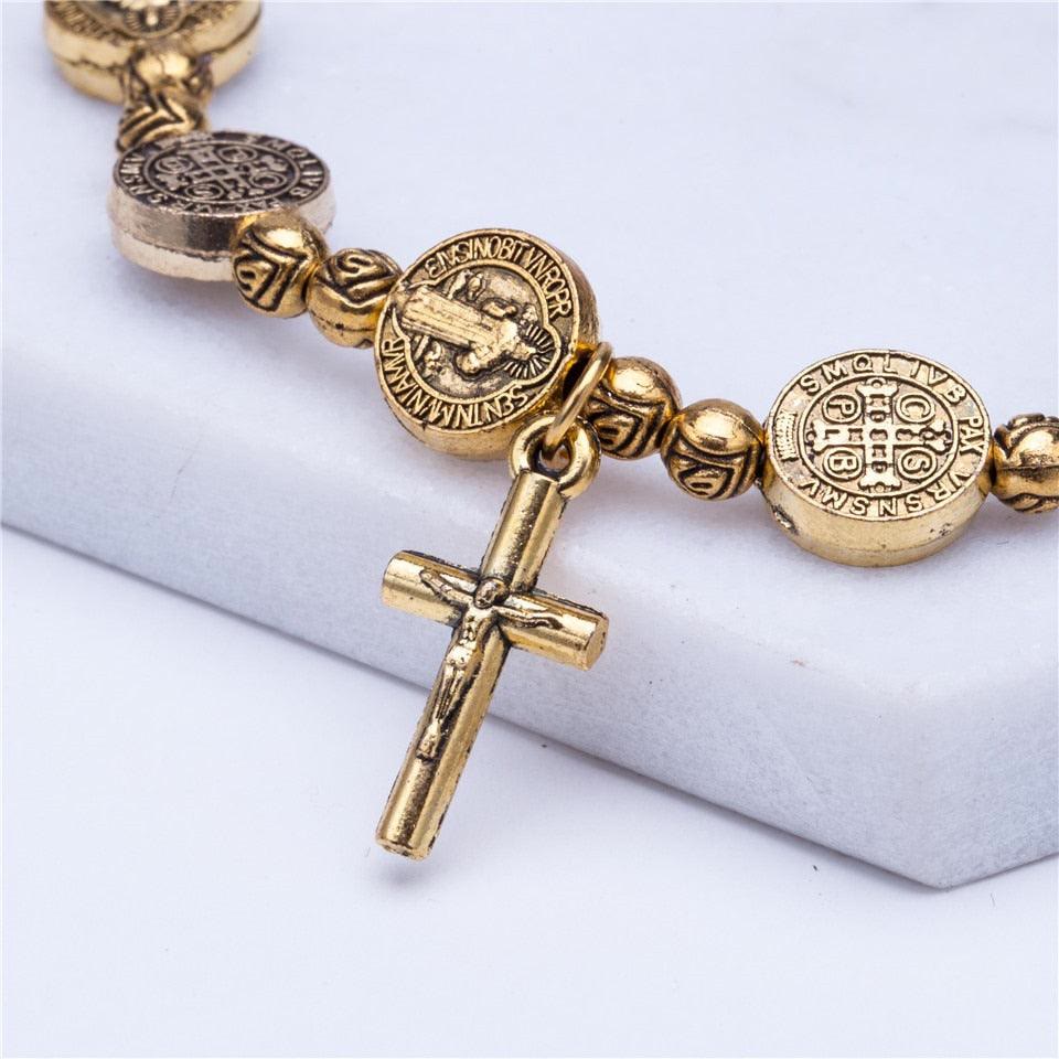 Olivenorma Braccialetto Croce Cristianesimo Gesù Argento Dorato