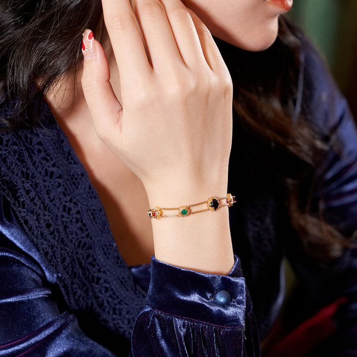 Olivenorma Bracciale doppio strato in stile retrò occidentale