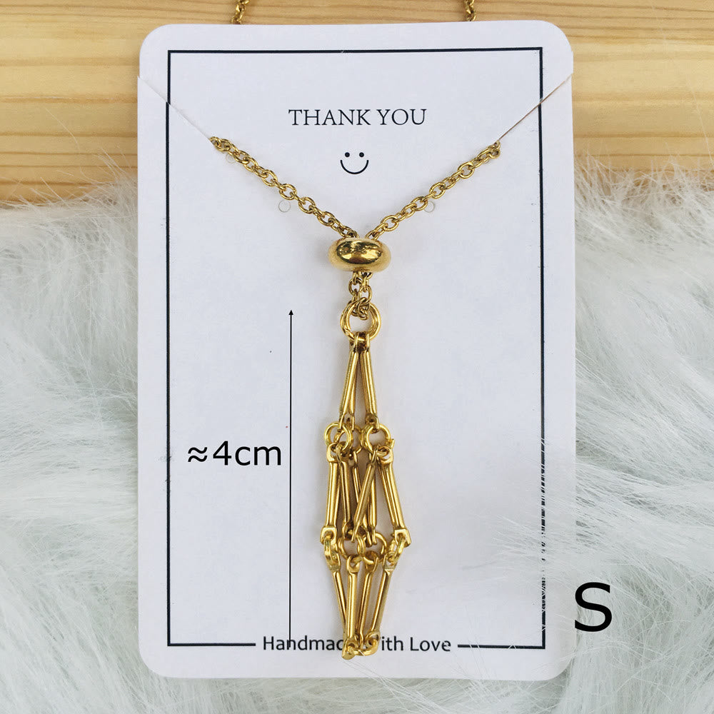 Collana con ciondolo in pietra grezza di cristallo Olivenorma e rete metallica in pietra 