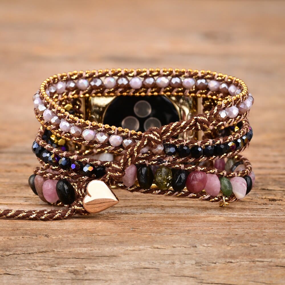 Cinturino avvolgente per Apple Watch Olivenorma Strawberry Quartz Obsidian