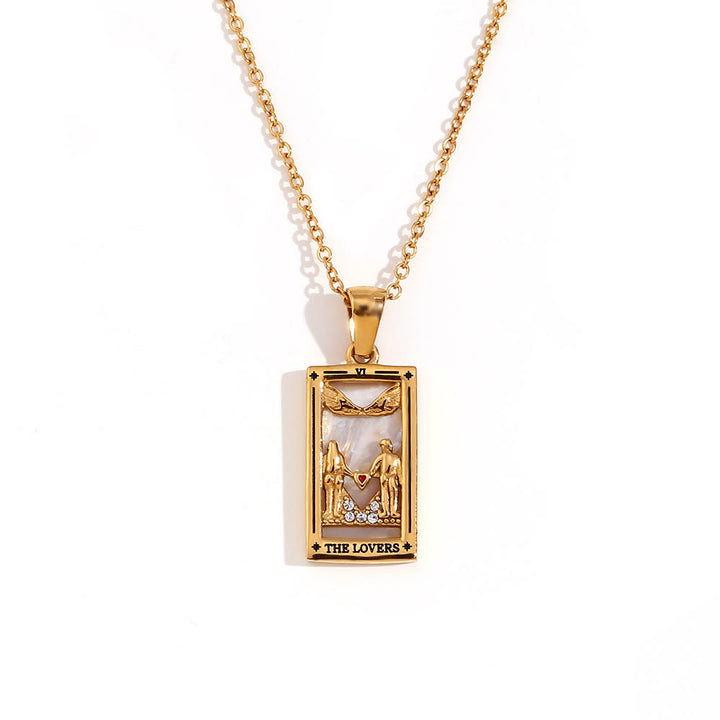 Collana con tarocchi in acciaio inossidabile placcato oro 18k Olivenorma 