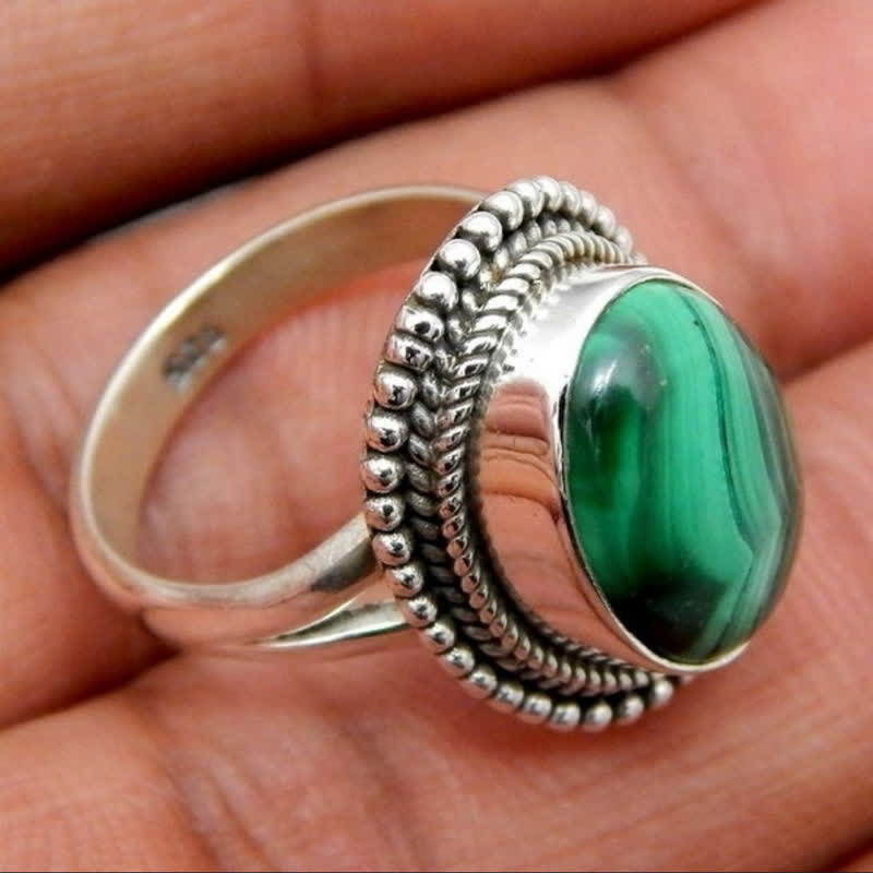 Anello di protezione in malachite naturale