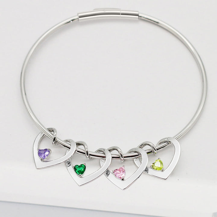 Olivenorma Braccialetto a catena con ciondolo a forma di cuore con pietra portafortuna e nome personalizzato