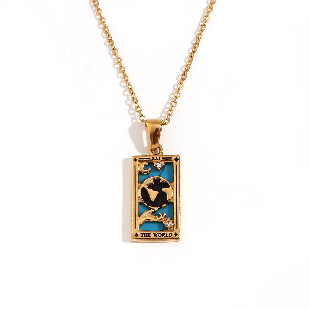 Collana con tarocchi in acciaio inossidabile placcato oro 18k Olivenorma 