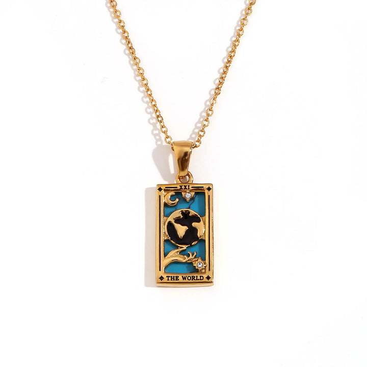 Collana con tarocchi in acciaio inossidabile placcato oro 18k Olivenorma 